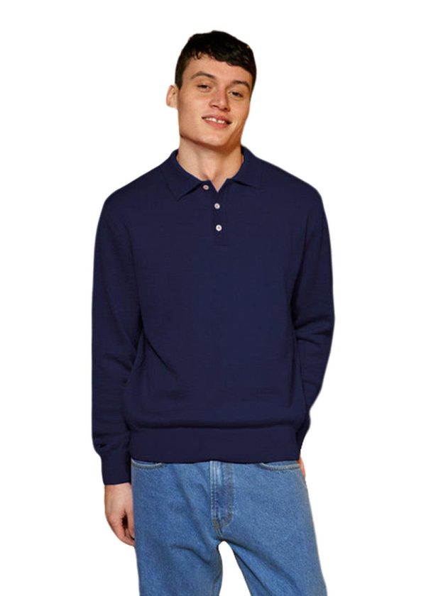 BASE MERINO POLO KNIT - Navy Fashion