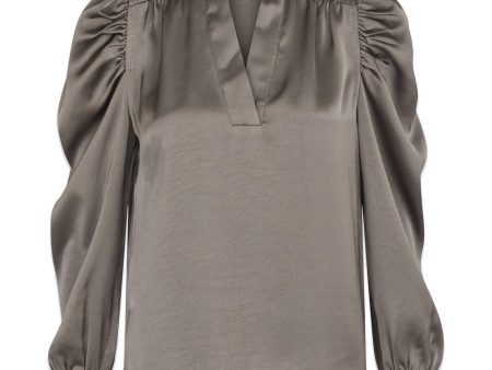 Rosslyn Heavy Sateen Blouse - Warm Grey Cheap