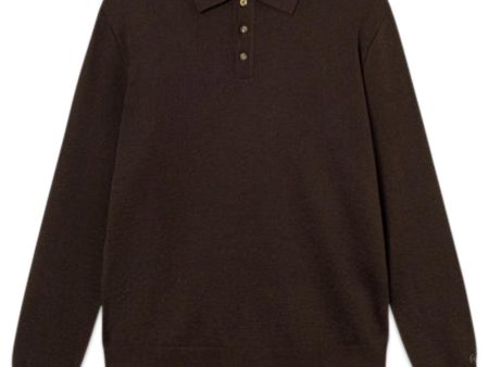 BASE MERINO POLO KNIT - Cold Brown Online now