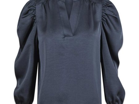 Rosslyn Heavy Sateen Blouse - Midnight Blue Discount