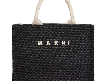 Black raffia-effect Small Tote Bag - Black Natural Hot on Sale