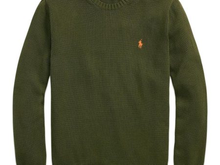 Cotton Crewneck Sweater - New Olive For Discount