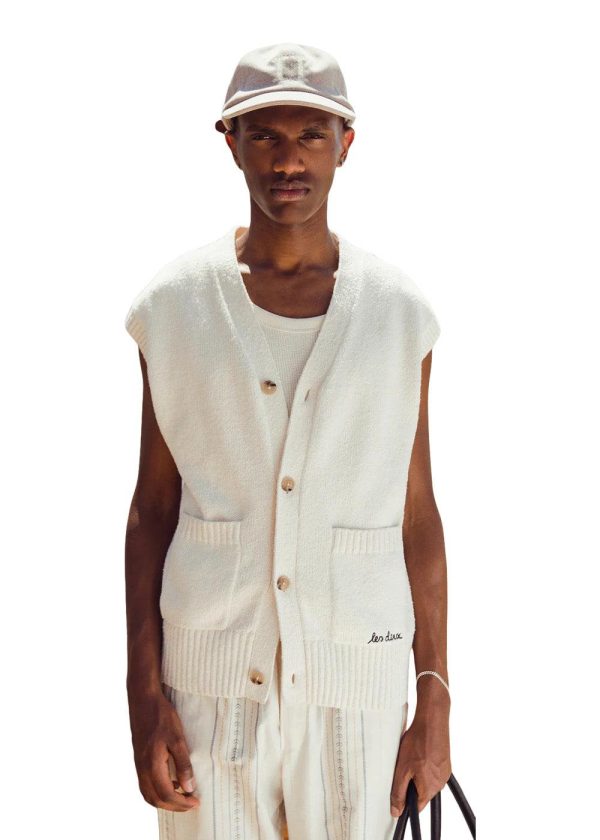 Brad Cardigan Vest - Ivory Online Sale