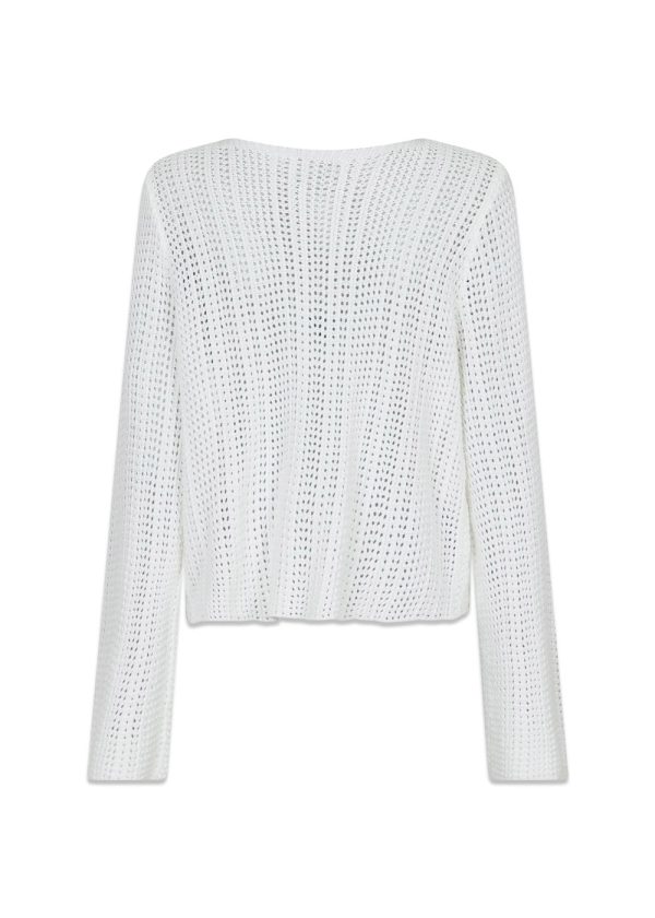 Bates Crochet Knit Cardigan - White For Discount