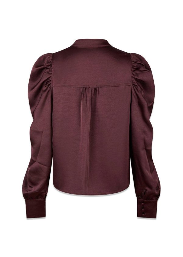 Rosslyn Heavy Sateen Blouse - Burgundy For Cheap