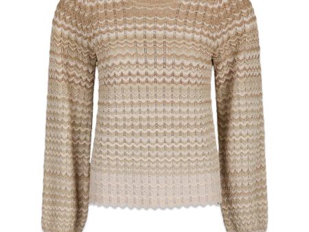 Dito Chevron Knit Blouse - Light Brown Fashion