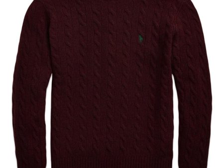 Cashmere Blend Cable Knit - Burgundy Online Hot Sale