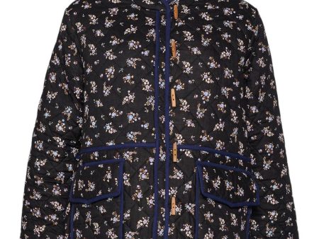 Adriane Quilted Cotton Jacket - Floral Black For Discount