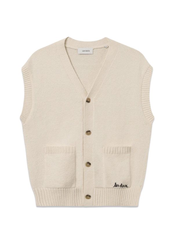 Brad Cardigan Vest - Ivory Online Sale