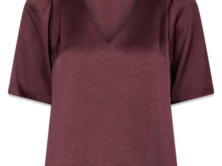 Largo Heavy Sateen Blouse - Burgundy Online