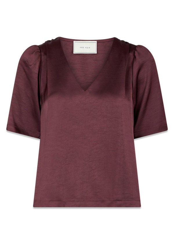 Largo Heavy Sateen Blouse - Burgundy Online