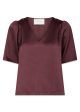 Largo Heavy Sateen Blouse - Burgundy Online