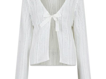 Bates Crochet Knit Cardigan - White For Discount