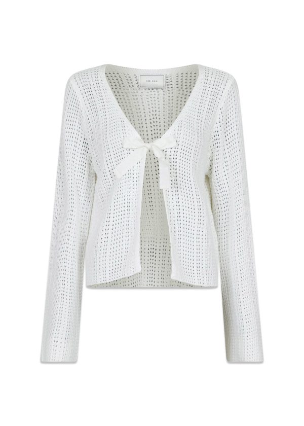 Bates Crochet Knit Cardigan - White For Discount