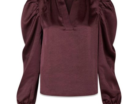 Rosslyn Heavy Sateen Blouse - Burgundy For Cheap