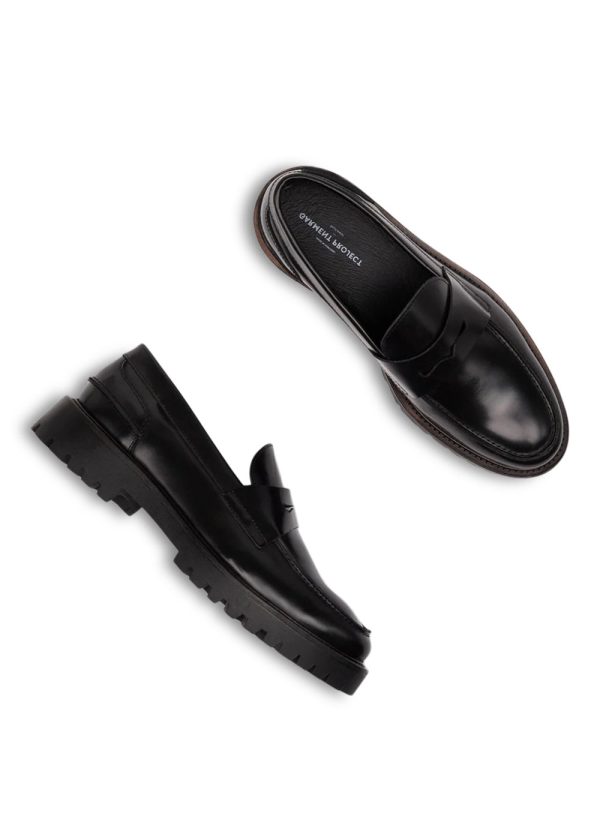 Aaron Penny Loafer - Black Polido For Discount