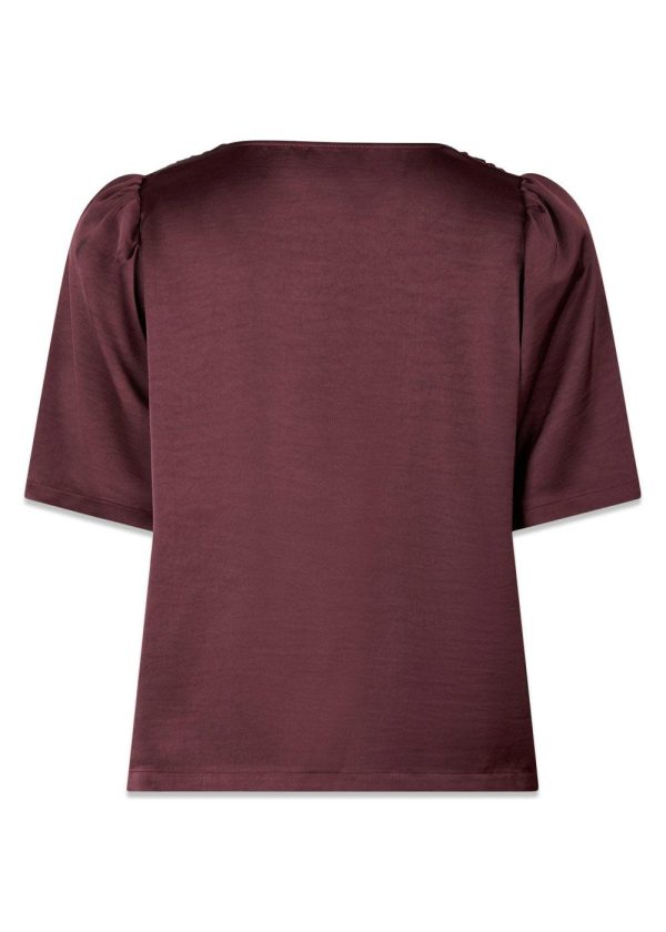 Largo Heavy Sateen Blouse - Burgundy Online